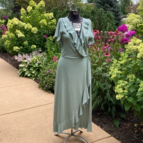 Peruvian Connection Conservatory Dress. SZ M Faux-Wrap Pima Cotton/Modal/Spandex - Picture 2 of 14